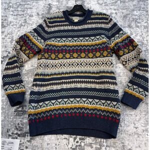 LLBean Fair Isle Sweater Vintage  XL Tall 100% Organic Cotton Pullover Crewneck